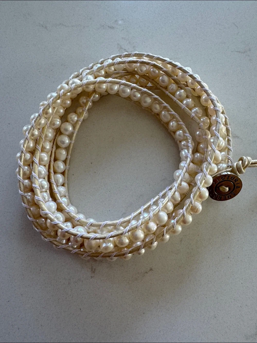 Victoria Emerson Pearl Wrap Bracelet - Ivory Beaded Multi-Strand 17-19